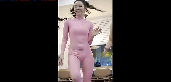  asian whores in elastic spandex bodysuits dancing